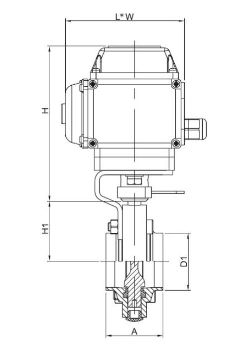 Dimension of Electric Actuated Butt-weld Butterfly Valve -DIN Series