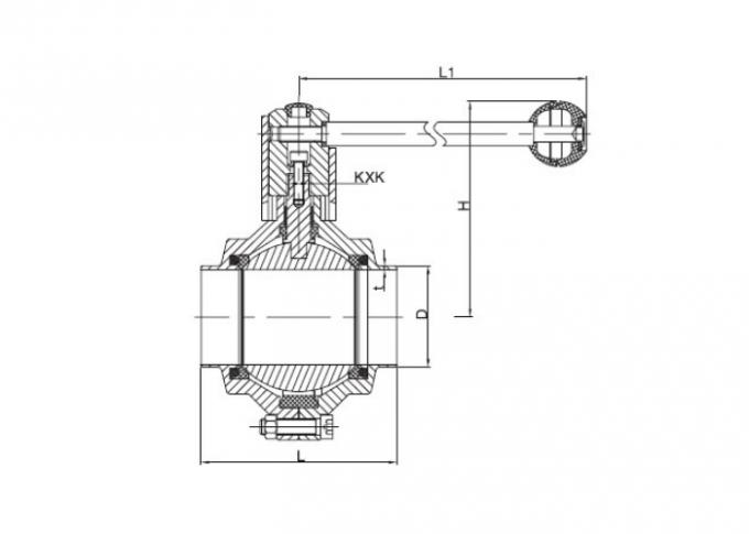 Dimension of Sanitary Welded butterfly-type ball valve -DIN Series