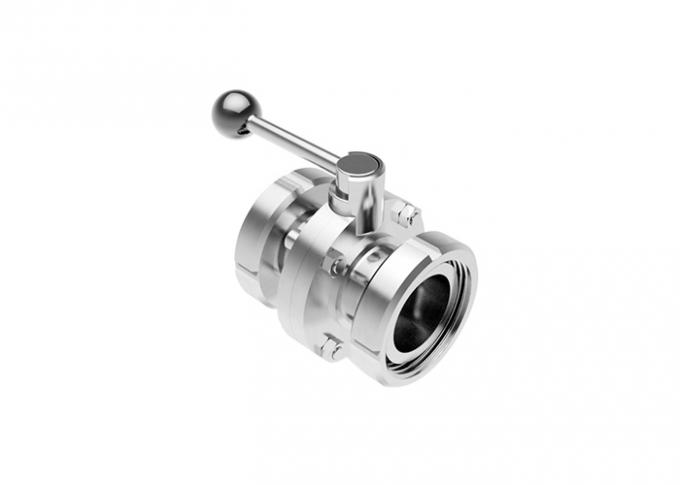 DIN 304 316L Stainless Steel Sanitary Threaded x Nut Butterfly Valve