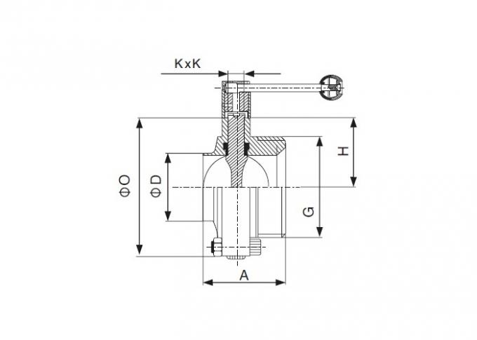 Dimension of Sanitary Welded x Threaded Butterfly Valve â€“ 3A Series