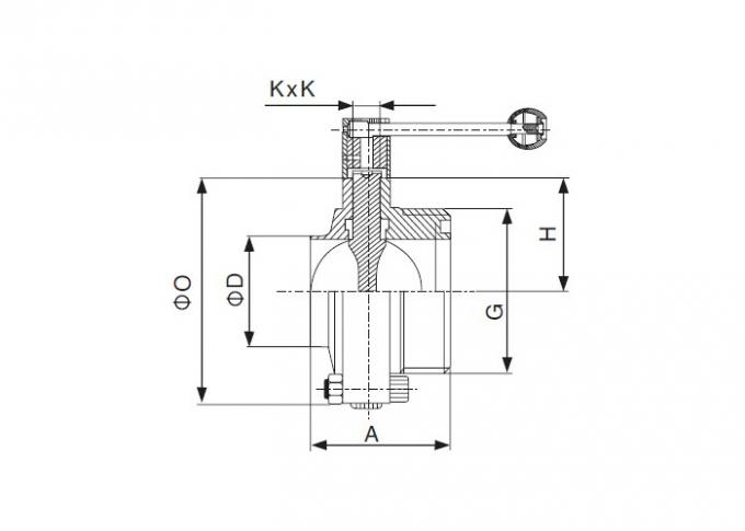 Dimension of Sanitary Welded x Threaded Butterfly Valve â€“ SMS Series