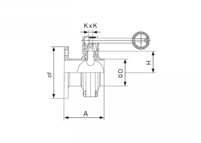 Dimension of Sanitary Square-Flanged x threaded Butterfly Valve â€“ SMS Series