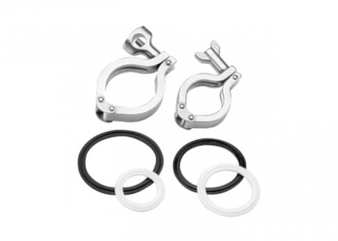 T304 , T316L Sanitary Stainless Steel Clamp Fittings Heavy Duty Pipe Clamps
