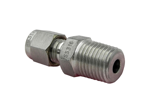 China Fractional Tube Compression Tube Fittings 1 / 8 To 1 / 2 Inch Straight Male Connector supplier